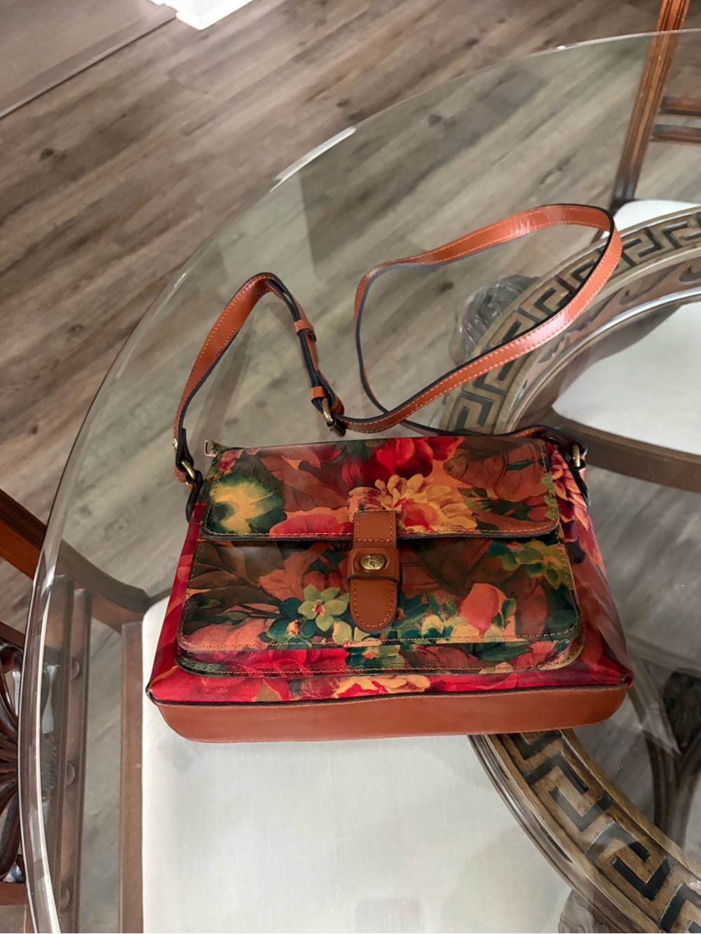 🤎🧡PATRICIA NASH CARMELINE MULTI-COLORED FLORAL LEATHER CROSSBODY BAG!🤎🧡 - Picture 5 of 9